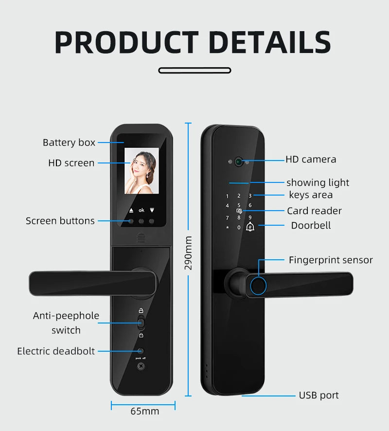 Smart Fingerprint Door Lock with HD Camera & WiFi