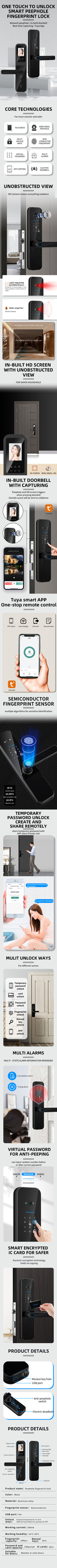 Smart Fingerprint Door Lock with HD Camera & WiFi