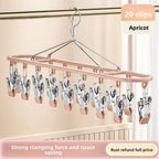 20 Clip Capacity Clothes Drying Rack Unmarked Design Stainless Steel Clothes Hanger Sock Rack Underwear Clips