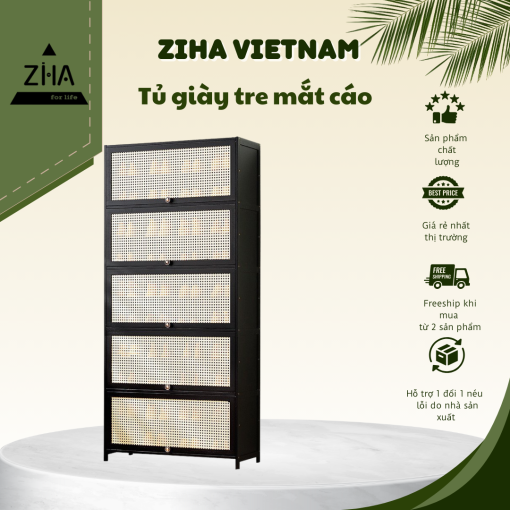 Tủ giày tre kiểu mắt cáo cao cấp