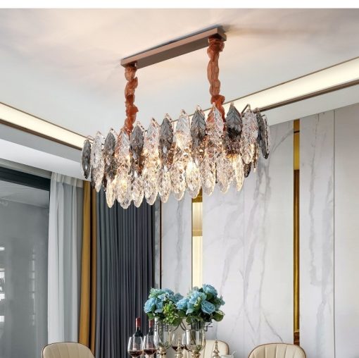 Đèn Thả Trần Lá Pha Lê Sang Trọng - Đèn Trang Trí ZIHA Chất Liệu Hợp Kim Cao Cấp - Hình ảnh 3