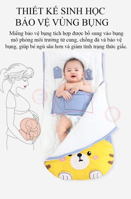 Túi ngủ đa năng cho bé, chăn bông cao cấp giữ ấm cho trẻ em giúp mẹ dễ dàng thay tã - Hình ảnh 7