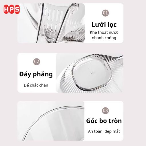 Rổ nhựa rửa rau củ có phễu thoát nước thông minh - Hình ảnh 6