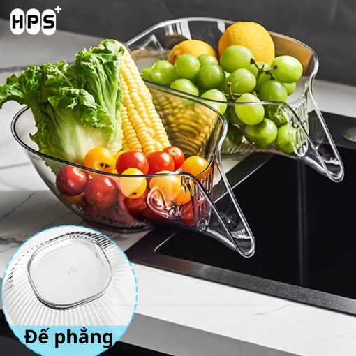 Rổ nhựa rửa rau củ có phễu thoát nước thông minh - Hình ảnh 7