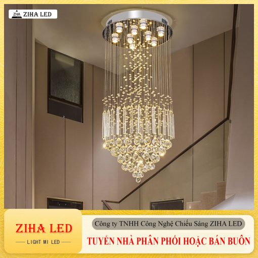 Đèn Thả Thông Tầng, Đèn Thông Tầng Pha Lê K9 - Decor Trang Trí Nội Thất Sang Trọng