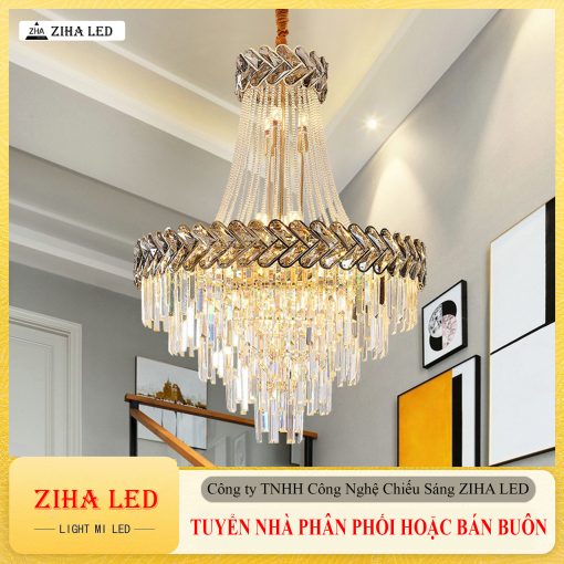 Đèn Thông Tầng Pha Lê, Đèn Thả Thông Tầng Hiện Đại Ziha - Đèn Trang Trí Phòng Khách, Cầu Thang,...