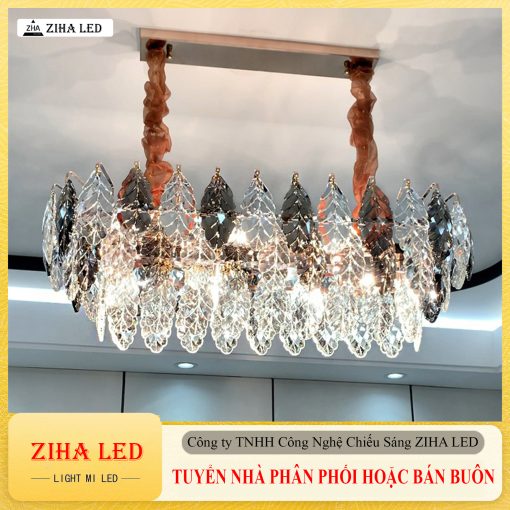 Đèn Thả Trần Lá Pha Lê Sang Trọng - Đèn Trang Trí ZIHA Chất Liệu Hợp Kim Cao Cấp