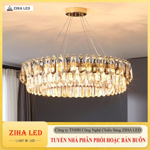 Đèn thả pha lê trang trí ZIHA Loại 80cm, đèn led thả trần trang trí nhiều không gian