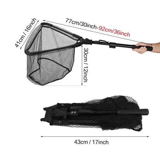 Fishing Landing Net Aluminum Alloy Durable Telescoping Extend to 190cm/130cm/55cm Folding Mesh Safe Fish Catching Releasing - Image 19