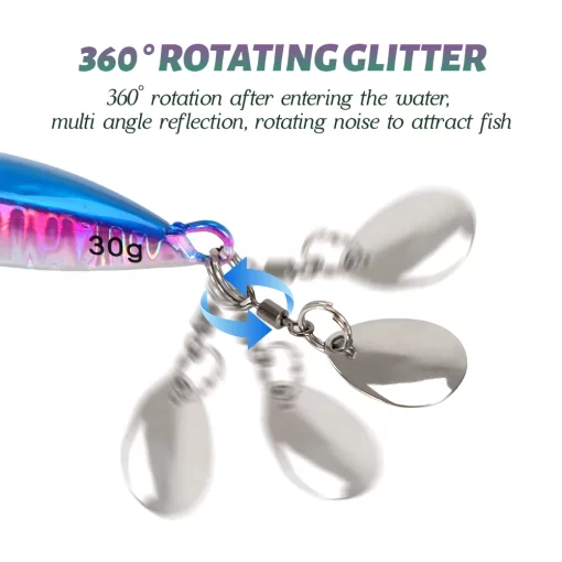 TOLU 2024 Spin Tail Metal Jig Fishing Lure 20g 30g 40g 60g Spinner Shad Metal Vib Casting Shore Jig Bait Copper Blade Spoon Bass - Image 5