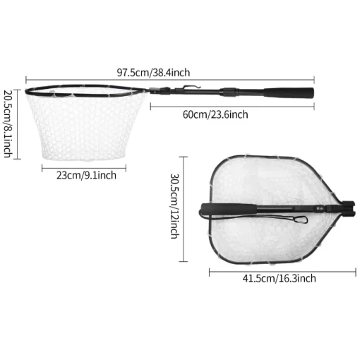 Fishing Landing Net Aluminum Alloy Durable Telescoping Extend to 190cm/130cm/55cm Folding Mesh Safe Fish Catching Releasing - Image 8
