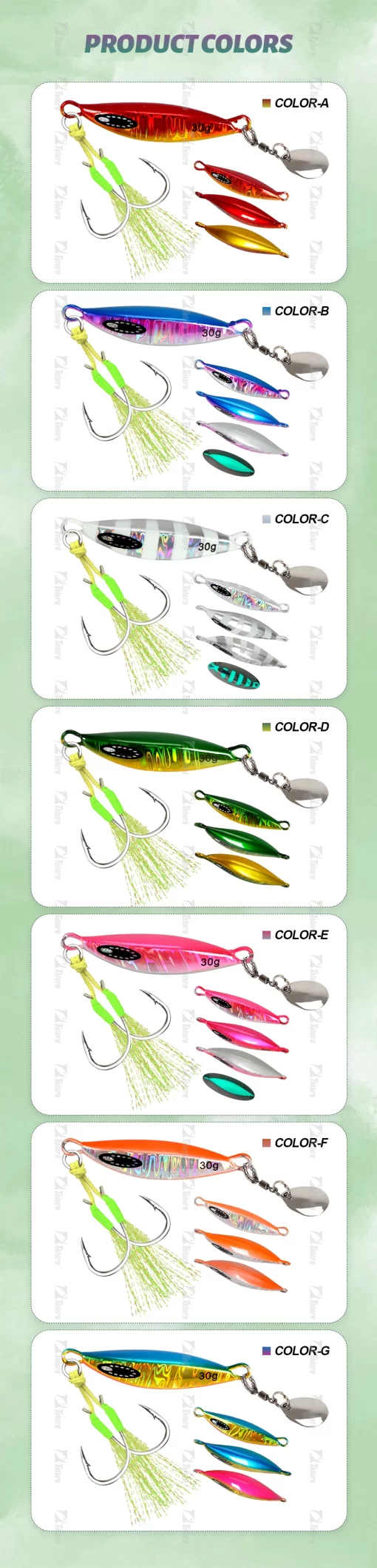 TOLU 2024 Spin Tail Metal Jig Fishing Lure 20g 30g 40g 60g Spinner Shad Metal Vib Casting Shore Jig Bait Copper Blade Spoon Bass - Image 20