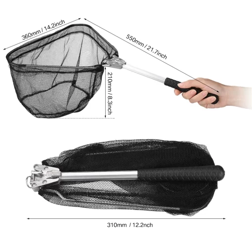 Fishing Landing Net Aluminum Alloy Durable Telescoping Extend to 190cm/130cm/55cm Folding Mesh Safe Fish Catching Releasing - Image 13
