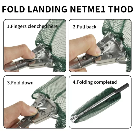 Fishing Landing Net Aluminum Alloy Durable Telescoping Extend to 190cm/130cm/55cm Folding Mesh Safe Fish Catching Releasing - Image 40