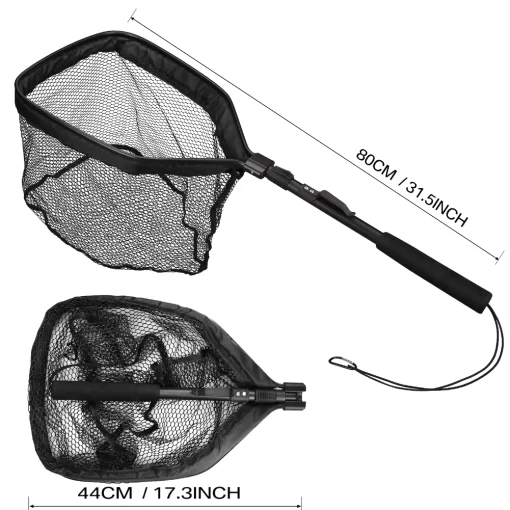 Fishing Landing Net Aluminum Alloy Durable Telescoping Extend to 190cm/130cm/55cm Folding Mesh Safe Fish Catching Releasing - Image 14
