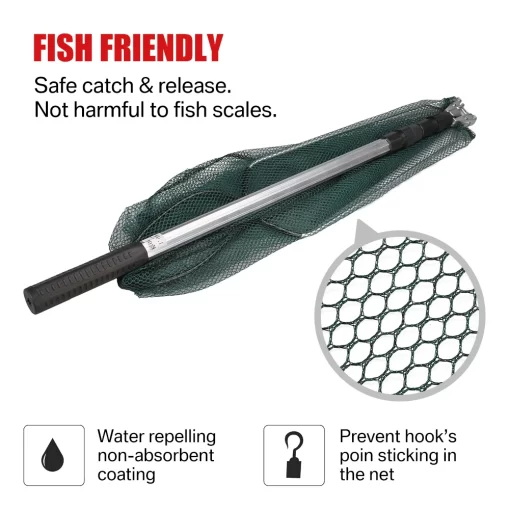 Fishing Landing Net Aluminum Alloy Durable Telescoping Extend to 190cm/130cm/55cm Folding Mesh Safe Fish Catching Releasing - Image 25