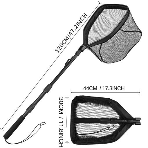 Fishing Landing Net Aluminum Alloy Durable Telescoping Extend to 190cm/130cm/55cm Folding Mesh Safe Fish Catching Releasing - Image 7