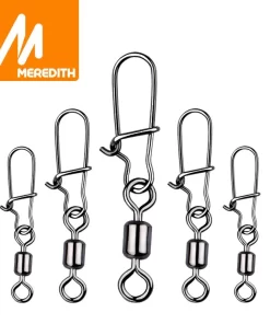 MEREDITH Pike Fishing Accessories Connector 50PCS Pin Bearing Rolling Swivel Stainless Steel Snap Fishhook Lure Swivels Tackle