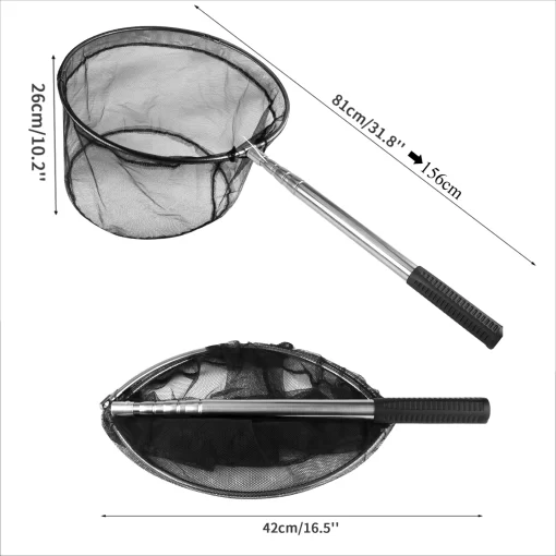 Fishing Landing Net Aluminum Alloy Durable Telescoping Extend to 190cm/130cm/55cm Folding Mesh Safe Fish Catching Releasing - Image 12