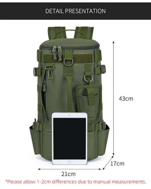 Tactical Fishing Backpack Tackle Bag with Rod Holders Fish Equipment Storage Molle Camping Hiking Outdoor Multifunctional Bag - Image 12