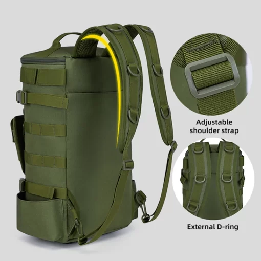 Tactical Fishing Backpack Tackle Bag with Rod Holders Fish Equipment Storage Molle Camping Hiking Outdoor Multifunctional Bag - Image 4