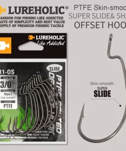 LUREHOLIC PTFE Super Slide Offset Hook Worm Hook Texas Rig Drop Shot Stainless Steel Worm Fishhook Fishing Accessories