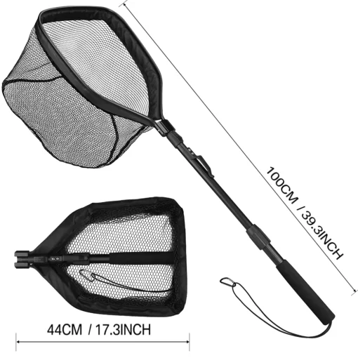 Fishing Landing Net Aluminum Alloy Durable Telescoping Extend to 190cm/130cm/55cm Folding Mesh Safe Fish Catching Releasing - Image 11