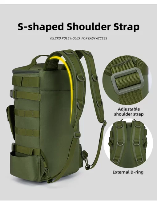 Tactical Fishing Backpack Tackle Bag with Rod Holders Fish Equipment Storage Molle Camping Hiking Outdoor Multifunctional Bag - Image 16